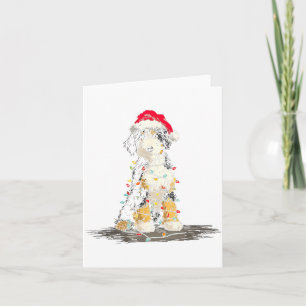 Funny Bernedoodle Christmas Graphics Dog Lights Lo Card