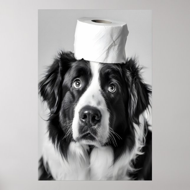 Funny Bernese Mountain Dog Bathroom Print, Toilet Poster (Front)
