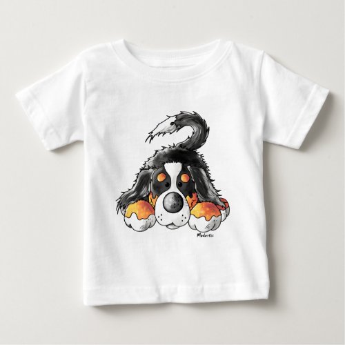 Funny Bernese Mountain Dog Cartoon Baby T_Shirt