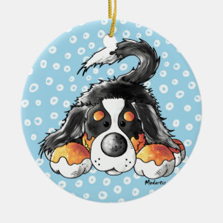 Funny Bernese Mountain Dog Cartoon Ceramic Ornament