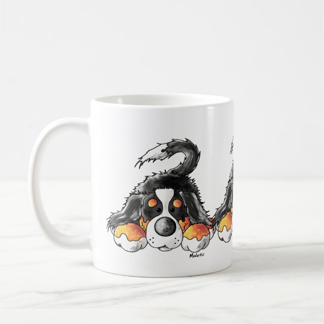 Funny Bernese Mountain Dog Cartoon Coffee Mug (Left)