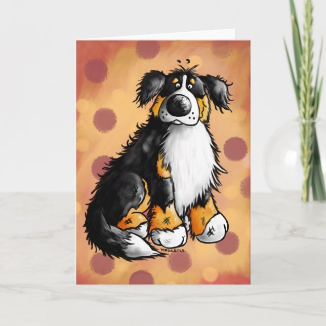 Funny Bernese Mountain Dog Cartoon Greeting Card (Front)
