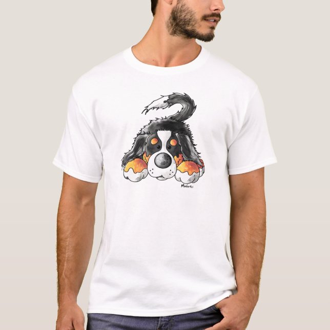 Funny Bernese Mountain Dog Cartoon T-Shirt (Front)