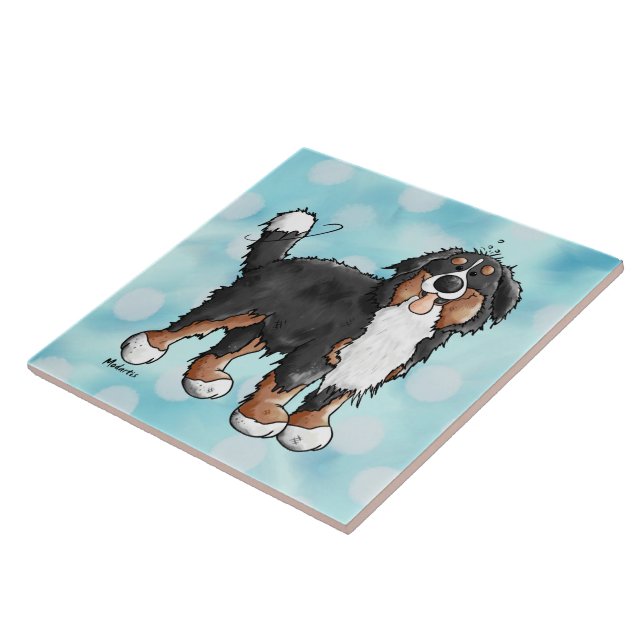 Funny Bernese Mountain Dog Cartoon Tile (Side)