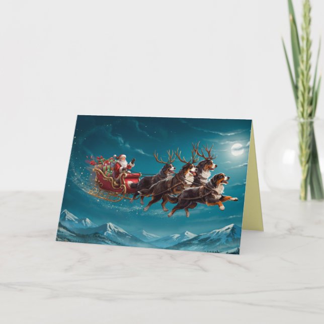 Funny Bernese Mountain Dog Christmas Card (Front)
