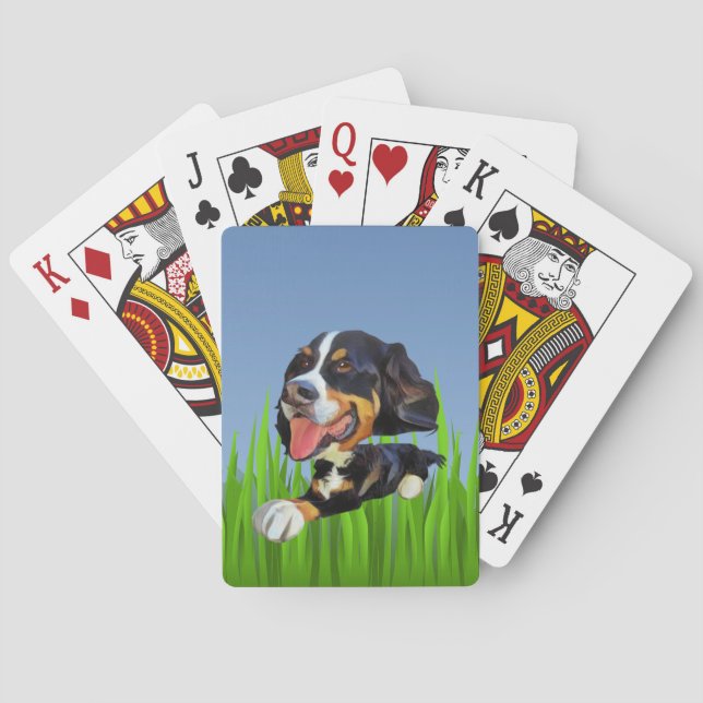 Funny Bernese Mountain Dog Deck of Cards (Back)