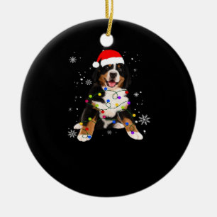 Funny Bernese Mountain Dog Lights Christmas Matchi Ceramic Ornament