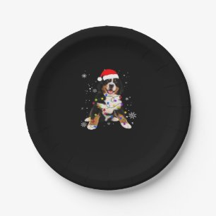 Funny Bernese Mountain Dog Lights Christmas Matchi Paper Plates