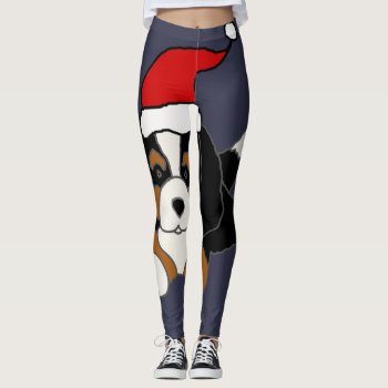 Funny Bernese Mountain Dog Puppy Christmas Leggings by Petspower at Zazzle