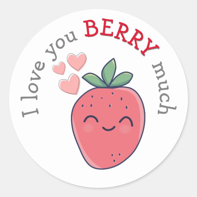 Funny Berry I Love You Classic Round Sticker (Front)
