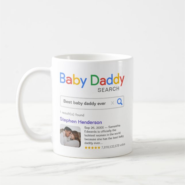 Funny Best Baby Daddy Search Result With Photo Coffee Mug (Left)