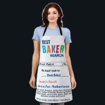 Funny Best Baker Chef All-Over Print Apron<br><div class="desc">Add a name and more to make a design any chef or cook will love.  Great gift for moms,  grandmothers,  dads,  grandfathers,  friends and more!  Easily customize it to create the perfect gift.</div>