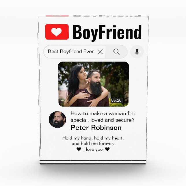 Funny Best Boyfriend Ever Search Result Acrylic Award (Front)