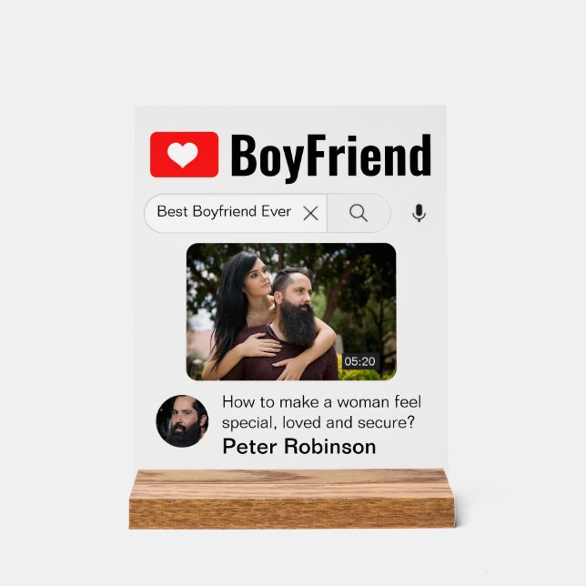 Funny Best Boyfriend Ever Search Result Acrylic Sign (Front)