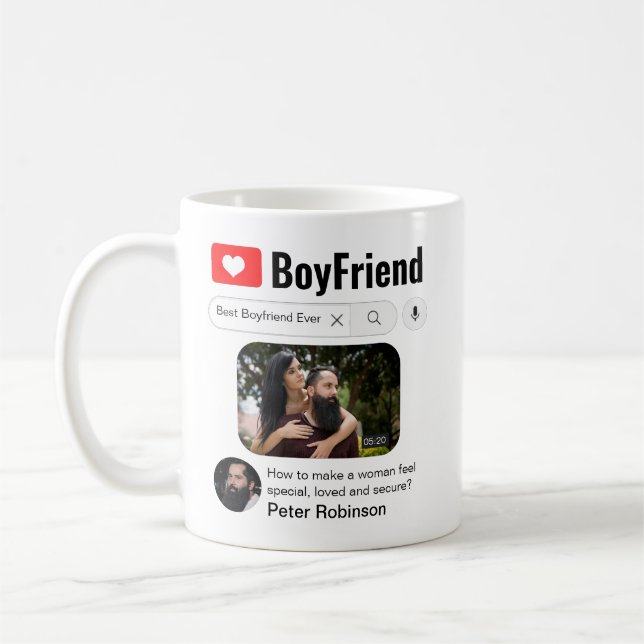 Funny Best Boyfriend Ever Search Result Coffee Mug (Left)