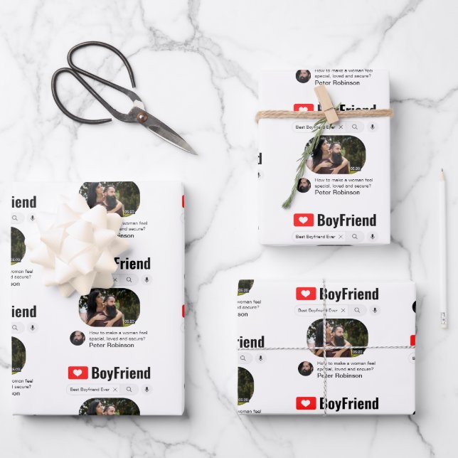 Funny Best Boyfriend Ever Search Result Wrapping Paper Sheets (Front)