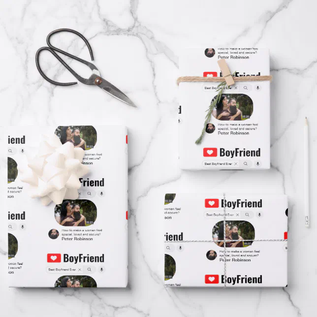 Funny Best Boyfriend Ever Search Result Wrapping Paper Sheets