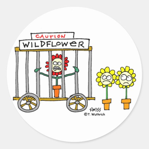 Funny Best Buds Wildflower Cartoon Classic Round Sticker