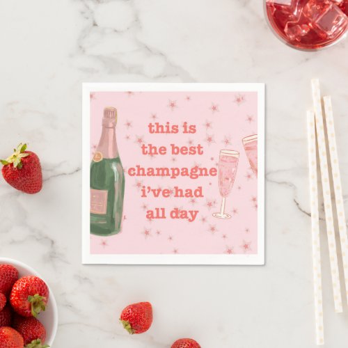 Funny Best Champagne Bottle Stars Paper Napkin