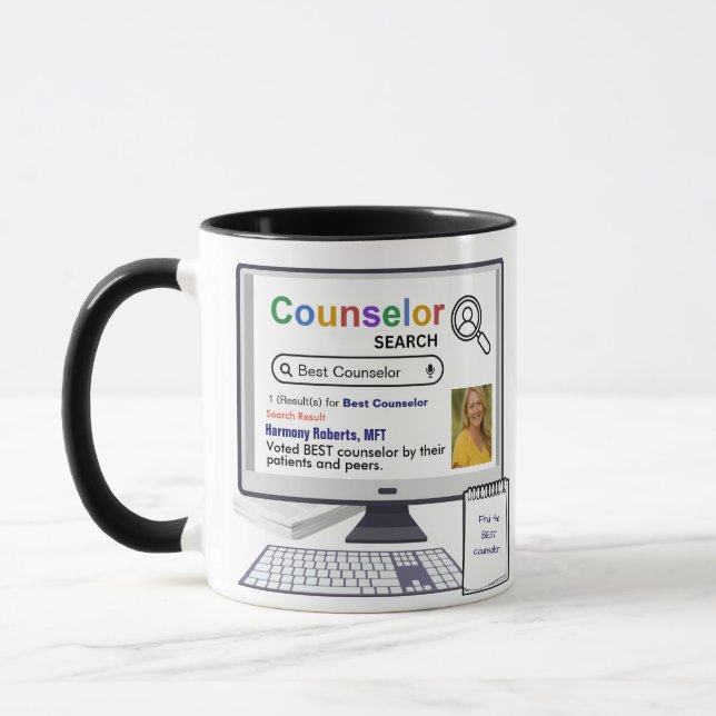 Funny Best Counselor Search Result With Photo Mug (Left)