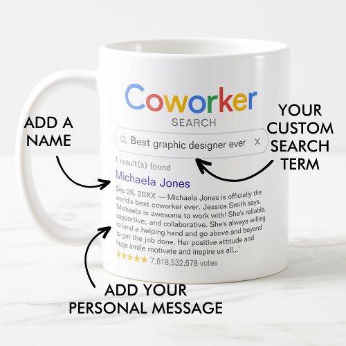 Funny Best Coworker Search With Personal Message Coffee Mug