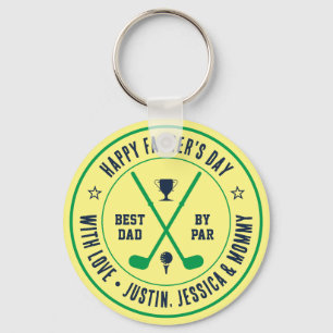 Funny Best Dad By Par Custom Name Golf Club Logo Keychain
