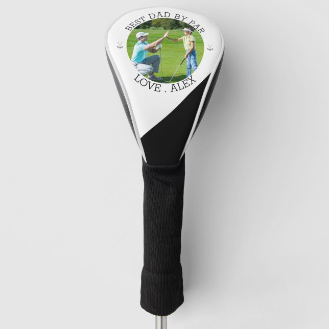 funny best dad by par custom photo Golf Head Cover (Front)