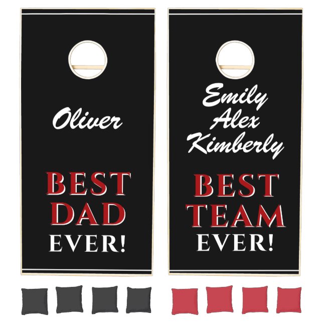 Funny Best Dad Ever Black Father`s Day Family Cornhole Set (Set)