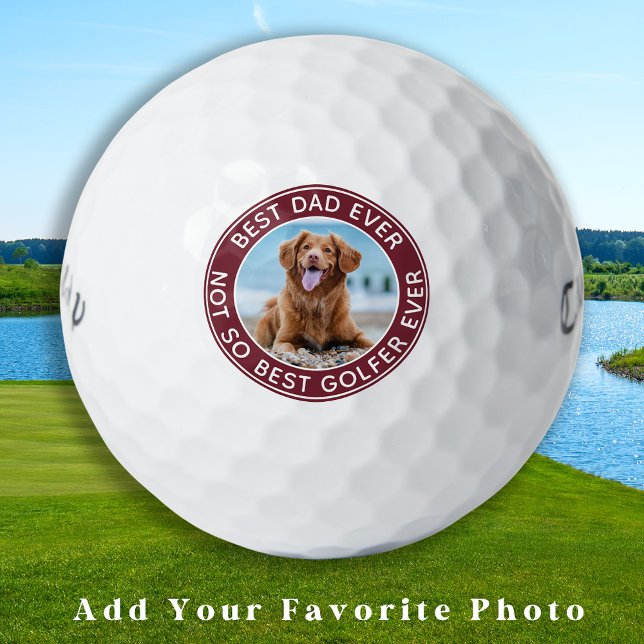 Funny Best Dad Ever Customized Cute Pet Dog Photo Golf Balls (Creator Uploaded)