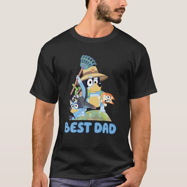 Funny Best Dad Ever Cute Cartoon Characters T-Shirt (Front)