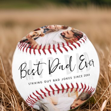 Funny Best Dad Ever Modern 5 Photos Father's Day Baseball