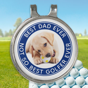 Funny Best Dad Ever Personalized Dog Photo  Golf B Golf Hat Clip