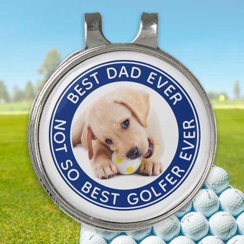 Funny Best Dad Ever Personalized Dog Photo  Golf B Golf Hat Clip