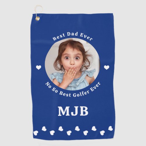 Funny Best DAD Ever Personalized Golfer Blue Golf Towel