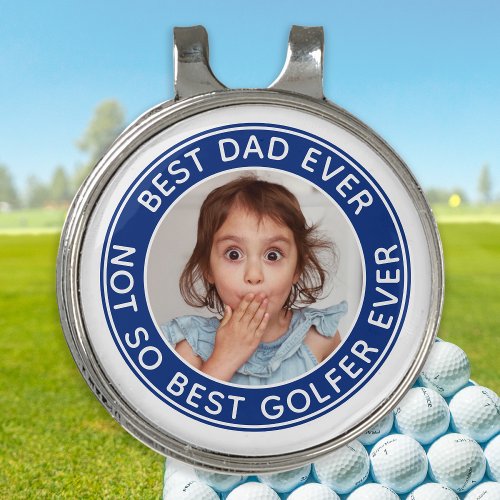 Funny Best Dad Ever Personalized Photo  Golf Ball  Golf Hat Clip