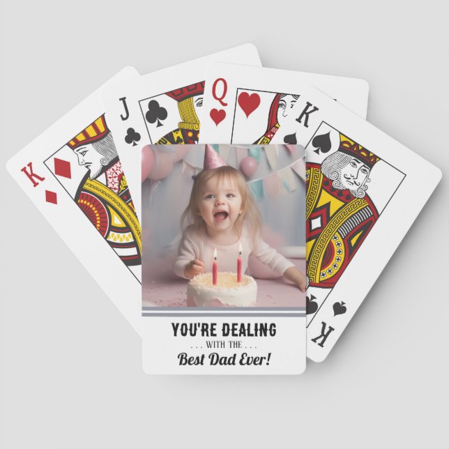 Funny Best Dad One Photo Poker Cards (Back)