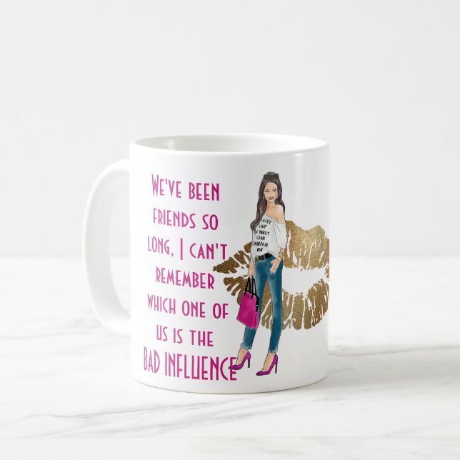 Funny Best Friend BAD INFLUENCE Caricature Gift Coffee Mug (Front Left)
