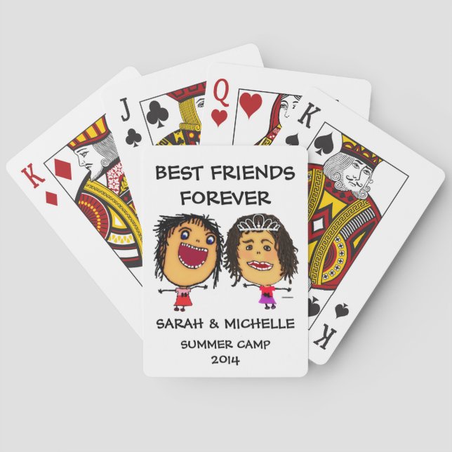 Funny Best Friends Cartoon Poker Cards (Back)