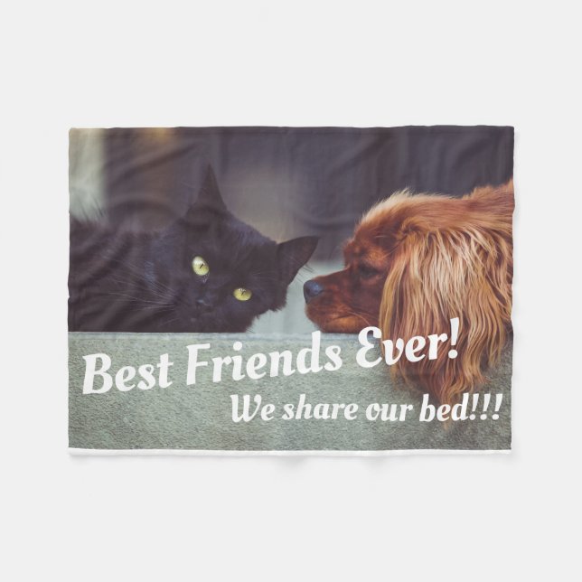 Funny Best Friends Forever Photo Pets Fleece Blanket (Front (Horizontal))