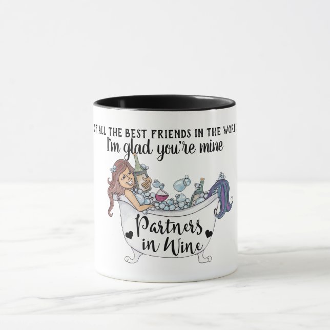 Funny Best Friends Partners In Wine Gift Custom Mug (Center)