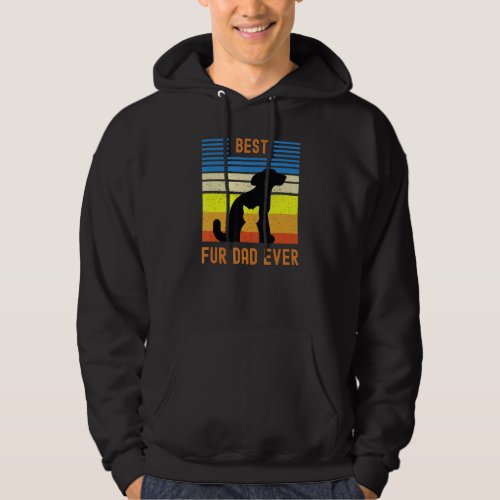 Funny Best Fur Dad Ever Vintage Retro Dog And Cat  Hoodie