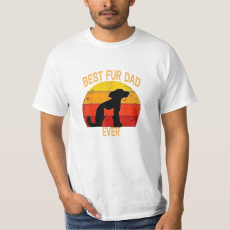Funny Best Fur Dad Ever Vintage Retro Dog Cat T-Shirt