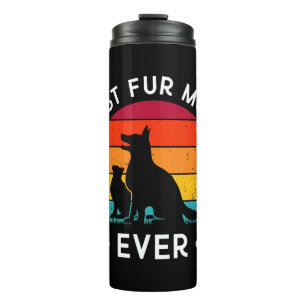 Funny Best Fur MOM Ever Vintage Retro Dog and Cat Thermal Tumbler