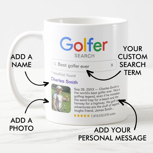 Funny Best Golfer Search With Personal Message Coffee Mug