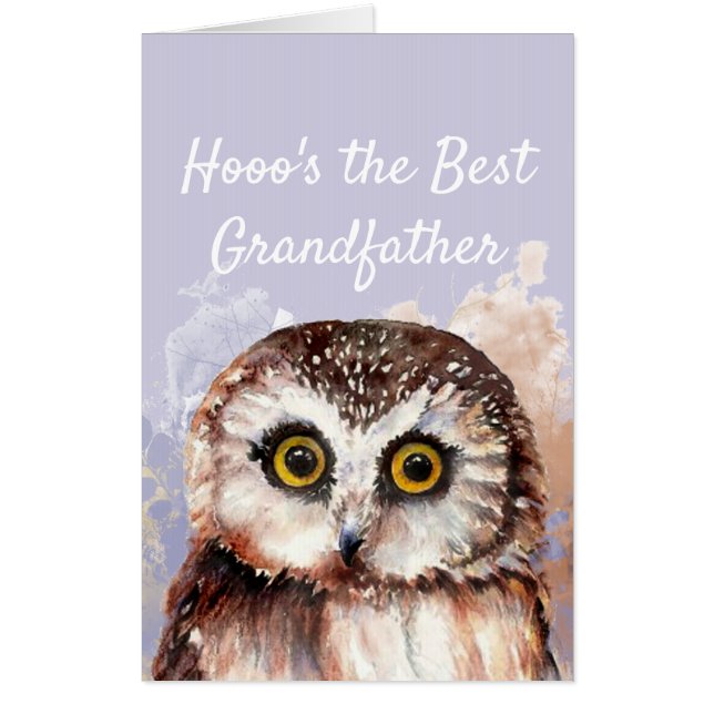 Funny Best Grandfather? Birthday Wise Owl Humor Card (Front)