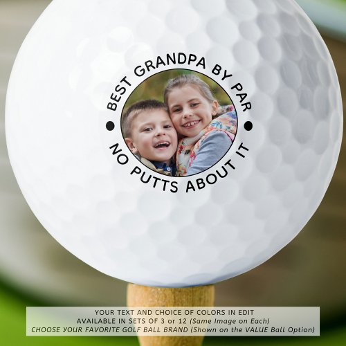 Funny BEST GRANDPA BY PAR Photo Custom Colors Golf Balls