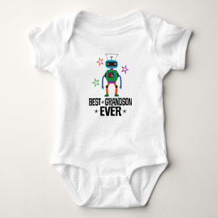 Funny Best Grandson Ever Robot Baby Bodysuit