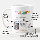 Funny Best Husband Ever Search Results With Photo Coffee Mug<br><div class="desc">This funny modern "Husband Search" mug is the perfect blend of humor and love, designed to brighten your husband's day. With a playful "Husband Search" logo, it's as if your beloved spouse has topped the charts as the "Best Husband Ever." The single search result showcases his name, a cherished photo,...</div>