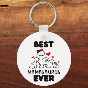 Funny Best Mamasaurus Ever Metal Circle Keychain