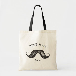 Funny Best Man Mustache Wedding Tote Bag